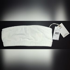 ⛱️NWT GOOD AMERICAN Textured Always Fits Swim Bandeau Ivory 1 / 2 S / M